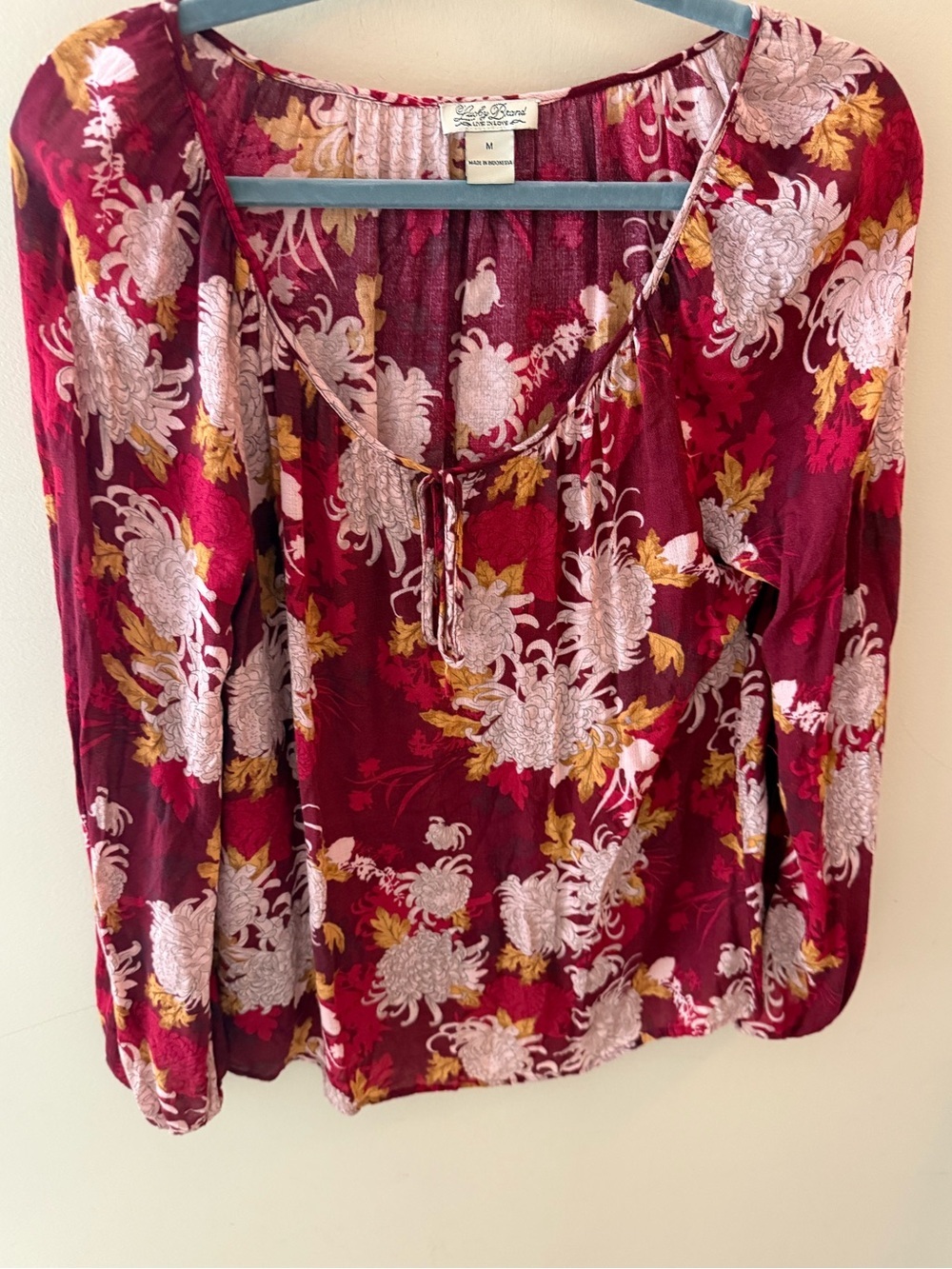 Vintage Lucky Brand Floral boho hydrangea burst top size M